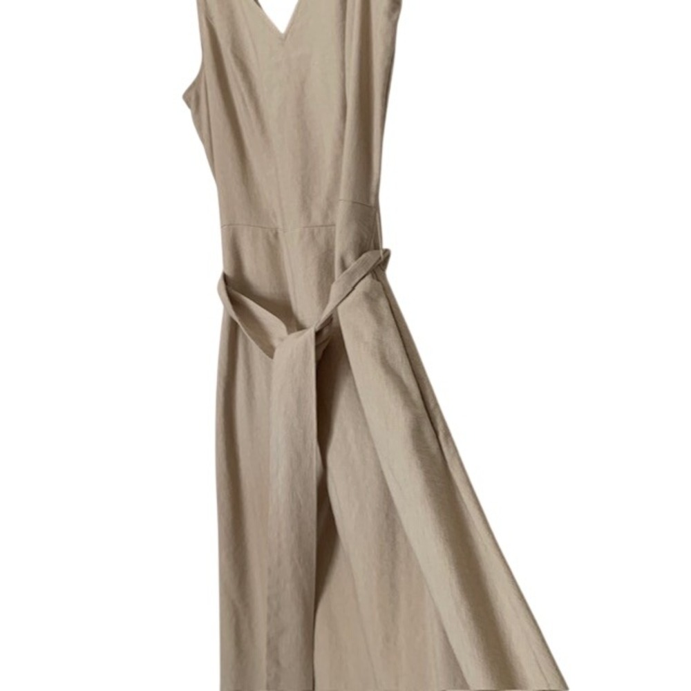 WHBM Dress Size 4 Tan Rayon Nylon Knit Neutral Minimalist EUC Coastal Chic